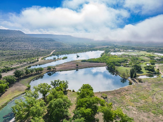 Aerial view of ponded spring