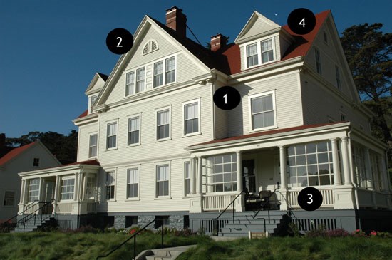 contemporary photo of Colonial Revival building at Fort Baker contemporary photo of Colonial Revival building at Fort Baker